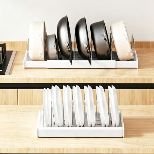 3 Pack Pots and Pans Organizer Rack, Expandable 12"-22" Pot Lid Rack