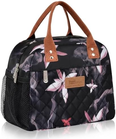 HOMESPON Insulated Lunch Bag for Women Men, Cooler Tote Box, Pink Flowers