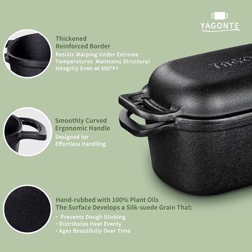 4.6 Quart Oval Dutch Oven for Bread Baking, Bread Dutch Oven for Sourdough, Cast Iron Bread Pan with Lid for Homemade Bread