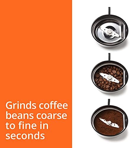 Krups Coffee Grinder, Fast-Touch, 3oz, 85g bean hopper - Easy to Use, One Touch Operation - 200 Watts - Espresso Grinder, Spice Grinder, 2 to 12 cup Coffee Bean Grinder, Silver