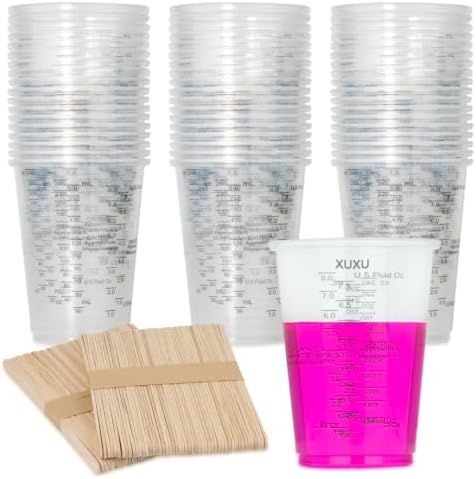 200Pcs 8oz Graduated Clear Plastic Measuring Cups