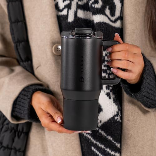 HydroJug Coffee Traveler 20oz Ceramic-Lined Mug with Handle, Black