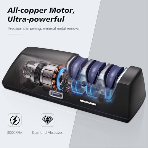 HOSHANHO Electric Knife Sharpener, 3-Stage Knife Sharpener for All Knives