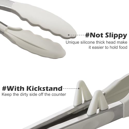 12" Kitchen Tongs for Cooking with Silicone Tips, Serving Tong for Salad