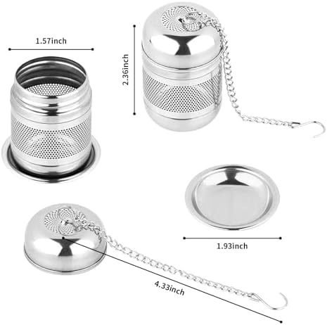 Fri4Free 2PCS Fine Mesh Stainless Steel Tea Infusers with Chain Hook & Lid
