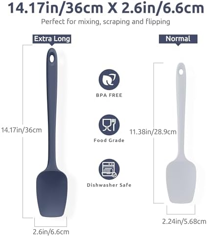 U-Taste 14" Long Silicone Spoonula, 600°F High Temp Spatula, Midnight Blue