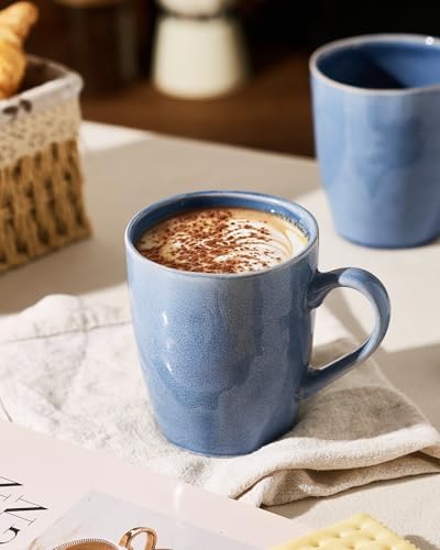 famiware Aurora Coffee Mugs, 14oz Mug Set of 6, Stoneware Cup with Handle
