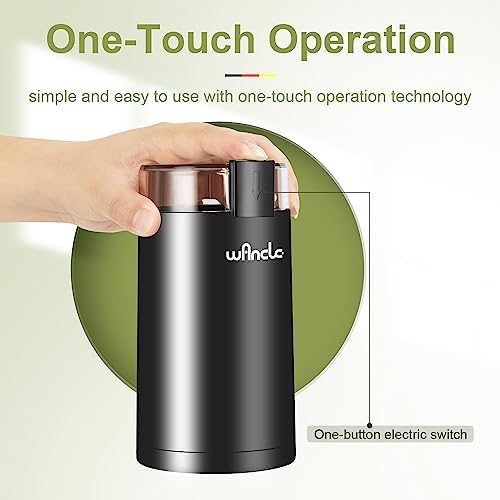 Wancle Electric Coffee Grinder, Spice Grinder, One Touch Coffee Mill for Beans, Spices and More, with Clean Brush Black