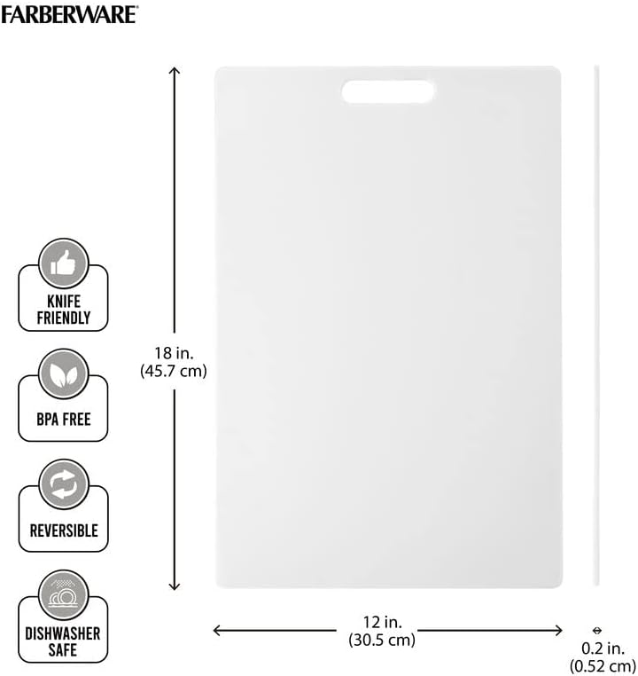 Farberware 12 x 18 Inch Reversible Plastic Cutting Board