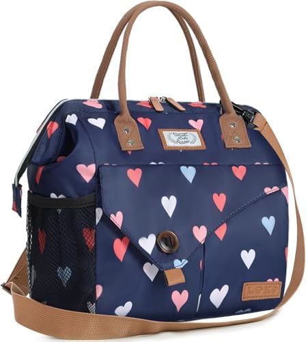 Lekesky Insulated Lunch Bag Portable Lunch Bag for Work-15L, Hearts Print
