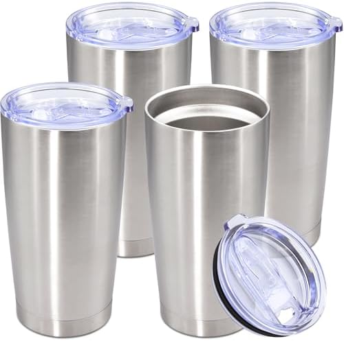20oz Tumbler Stainless Steel Tumbler Coffee Tumbler with Lid SS, 4P