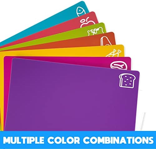 Goodluck 7 Pieces Flexible Cutting Boards, BPA Free Plastic Cutting Boards for Kitchen, Non Slip Cutting Mat for Meat and Vegetables (Pack of 2)