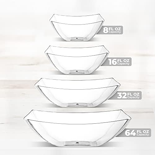 4 Pack Disposable Clear Plastic Serving Bowls Square Party Candy Use 64oz