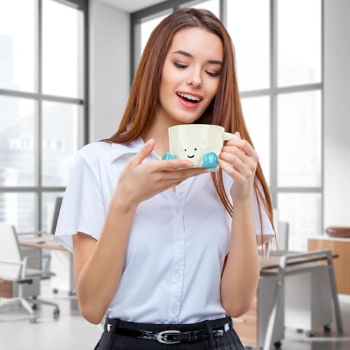 Coffee Mugs,Cute funny Mug For Women, 12.8oz/380ml Unique Ceramic Coffee Tea Cups, Office Mug Gift (blue)