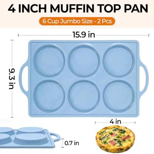 CAKETIME Jumbo Muffin Top Pan Non Stick,4 Inch Metal Frame Round Egg Baking Pan for Oven English Muffins, Whoopie Pies, Corn Bread, Egg Bites, Breakfast Sandwiches Tarts 2