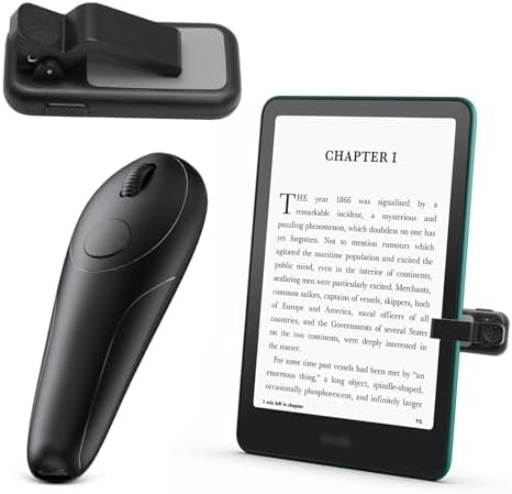 Kindle Page Turner Remote Control, Anti-Slip Finger Clicker for Reading in Bed, Case-Friendly 0.45inch Clip for Paperwhite Oasis Scribe iPad Kobo eReaders, 2-in-1 Camera Shutter Selfie Remote