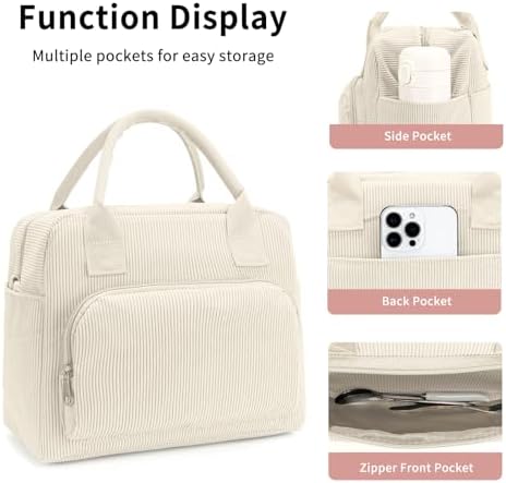 Lunch Bag Women Lunch Box for Women Adult Cute Insulated Lunch Bag Lager Cooler Lunch Tote Bags for Work Picnic (Beige)