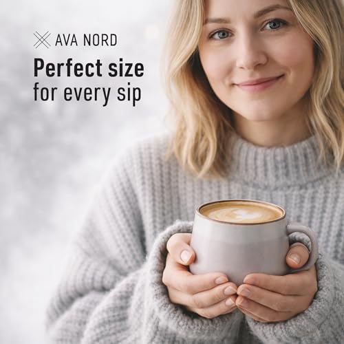Ava Nord Large Stoneware Ceramic Coffee Mugs Set of 4-16 oz - Rose Sand