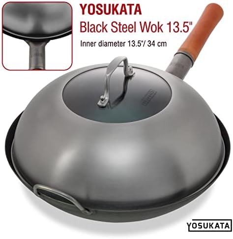 YOSUKATA Premium Stainless Steel Wok Lid 12.8 Inch For 13.5 In Wok
