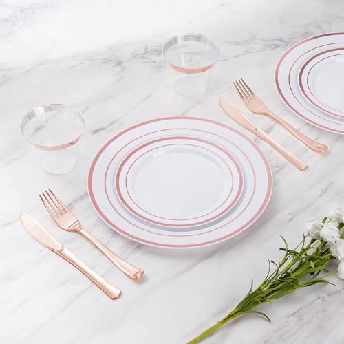 Goodluck 600 Pieces Rose Gold Disposable Plates for 100 Guests