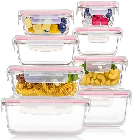 Vtopmart 8 Pack Glass Food Storage Containers with Airtight Lids