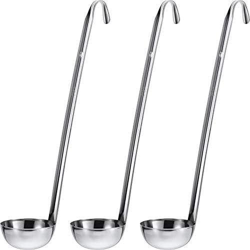 Meekoo 3 Pieces Stainless Steel Ladles with Pouring Rim Long Handle,1 Oz