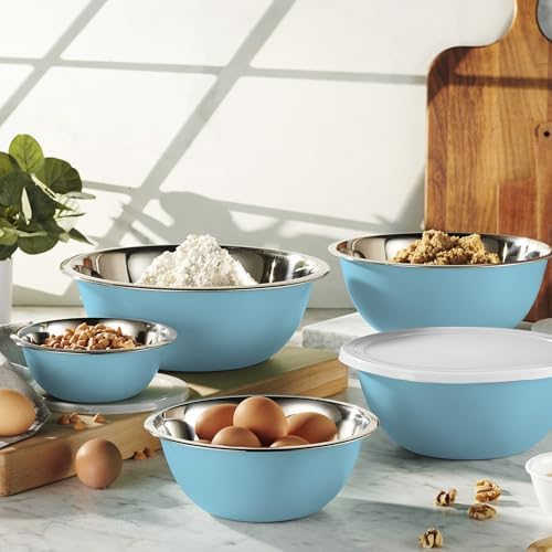 10-Piece Stainless Steel Mixing Bowl Set with Lids for Food Prep & Storage