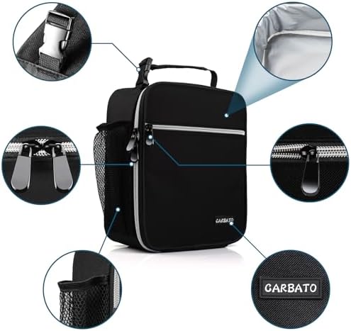 Lunch Bag, Durable Insulated Lunch Box Reusable Adults Tote Bag Lunch Bag Durable Reusable for Adults (Black-White)