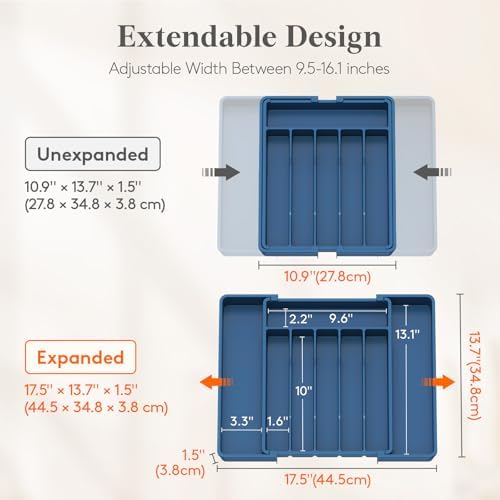 Lifewit Expandable Silverware Drawer Organizer, Kitchen Utensil Tray