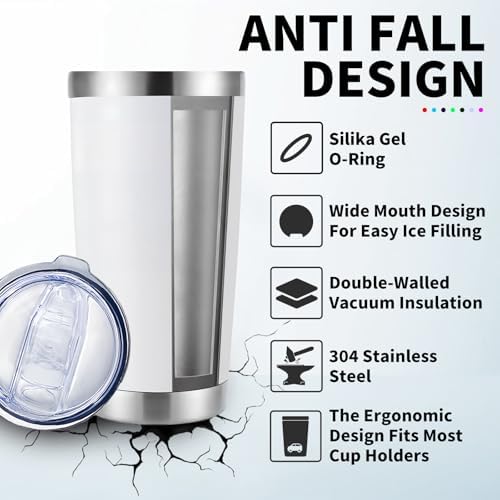 HAOLI 1 Pack 20oz Stainless Steel Tumbler with Lid/White
