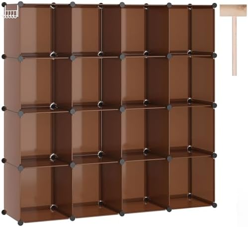 C&AHOME 16 Cube Storage Organizer Cube Shelves Units Storage Cubes, Brown