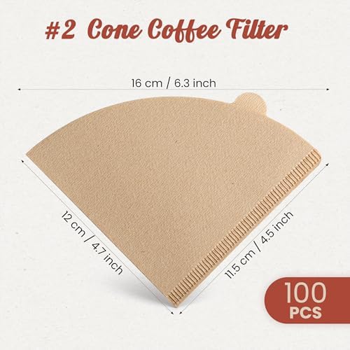 100Pcs Coffee Filters #2, Disposable Unbleached V60 Coffee Filter 2-4 Cup