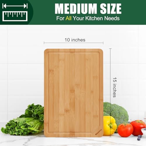 Homaxy Organic Bamboo Cutting Boards for Kitchen, 15"x10"