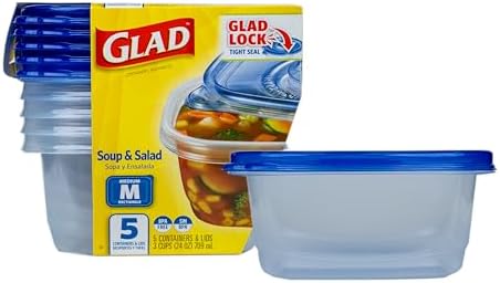 Glad GladWare Medium Rectangle Food Storage Containers, 24 Oz, 5 Count