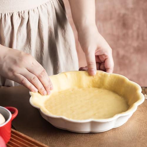 Pie Pan for Baking, 9 Inch Ceramic Pie Dish Non-Stick