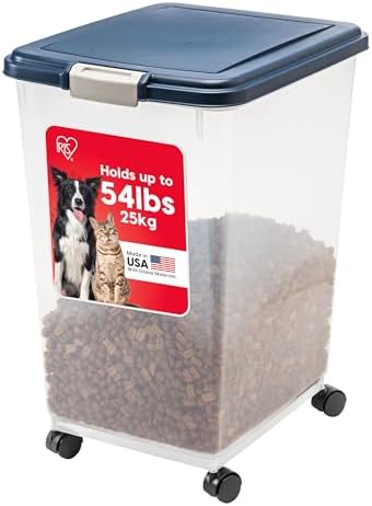 IRIS USA Dog Food Storage Container, Up to 54 lbs, Navy, Made in USA
