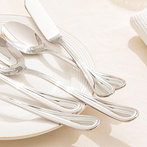 12-Piece Teardrop Serving Utensils Set, 18/10 Stainless Steel Utensils