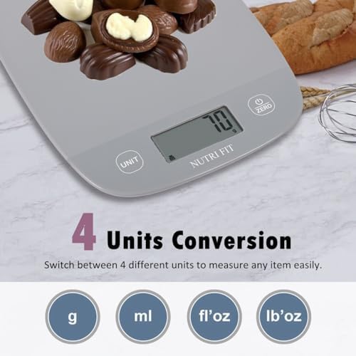 NUTRI FIT 11lb Food Scale Kitchen Scales Digital Weight Grams & Ounces Grey