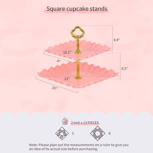 Pack of 11 NWK Cake Stand Set of Cupcake Stand, Tray & Table Cloth (Pink)