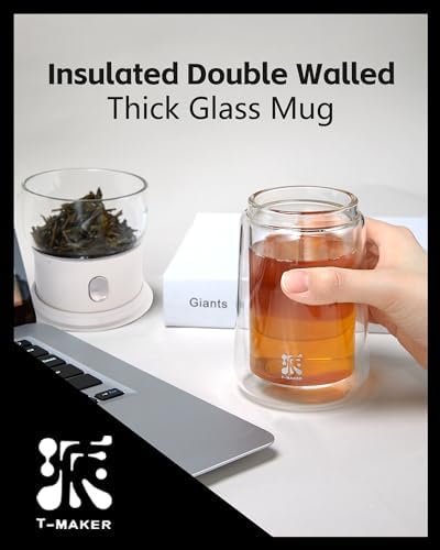 ZENS Modern Glass Infuser Pot, One Touch Tea Maker for Loose Leaf Tea
