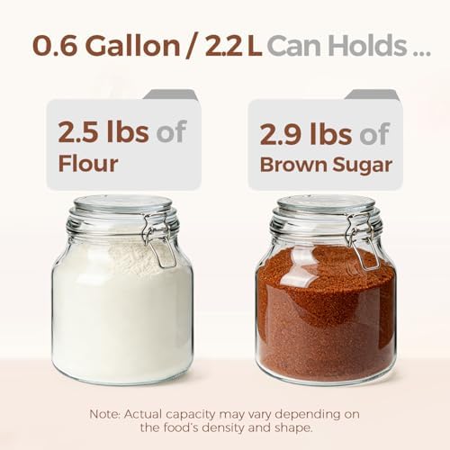 ComSaf Glass Pantry Jars with Airtight Lids 74 oz 2 Pack Large Wide Mouth