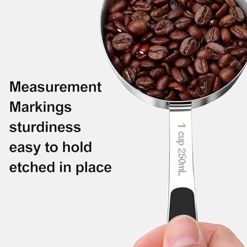 Bopei 10-Pcs Stainless Steel Measuring Cups & Spoons Set, Black Handles