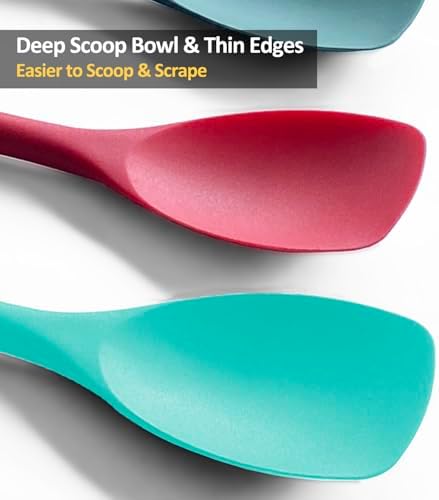 Vovoly Silicone Spatula Spoon Set, 11 IN, Teal, Spoonulas Heat Resistant