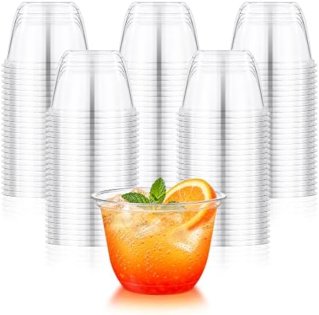 KesaPlan 100 Pcs 9oz Plastic Clear Cups, Disposable Wine Cocktail Glasses
