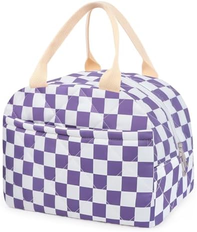 Cotton Quilted Insulated Lunch Bag, Reusable Quilted Floral Lunch Tote Bags