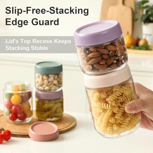 NETANY 12 Pack Overnight Oats Containers with Lids, 16oz & 10oz & 8oz Mason Glass Jars