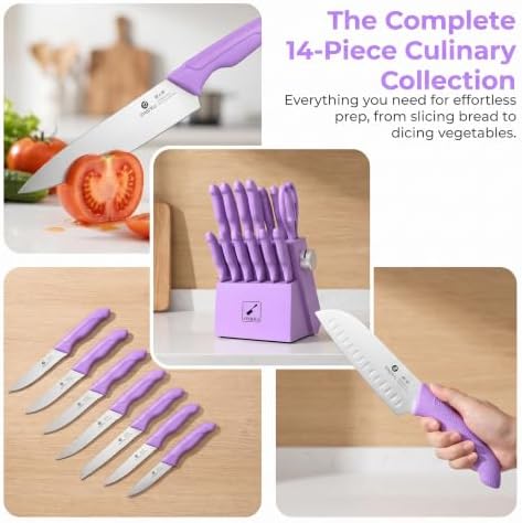 imarku 14-piece Japanese kitchen knife set, including knife block sharpener