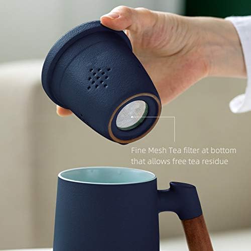 ZENS Tea Mug with Infuser and Lid for Loose Leaf Tea Steeper, 12oz Blue