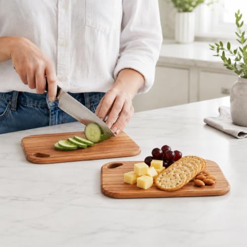 Socisen 2-Pack Small Acacia Wood Cutting Boards 8.6" Mini Charcuterie Board
