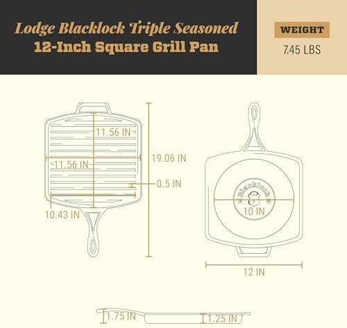 Lodge Blacklock 12 Inch Lightweight Cast Iron Grill Pan